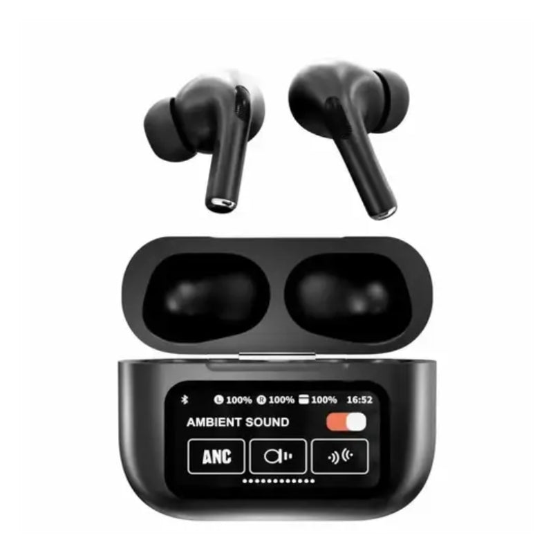 A9 Pro ANC/ENC Wireless Earbuds – Smart LCD Touch Screen Case & High-Fidelity Surround Sound