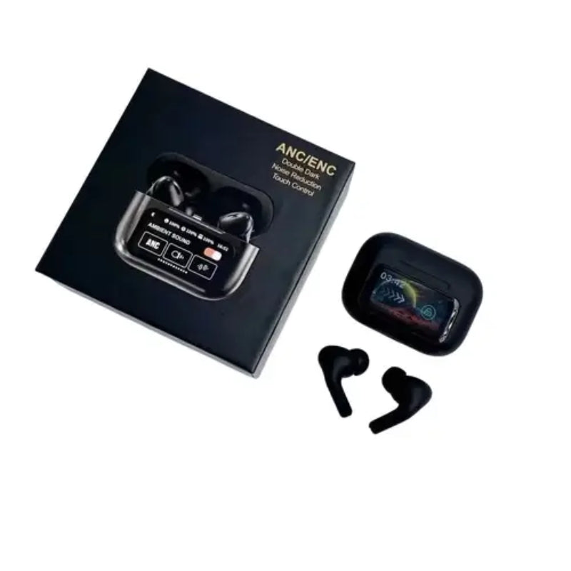 A9 Pro ANC/ENC Wireless Earbuds – Smart LCD Touch Screen Case & High-Fidelity Surround Sound