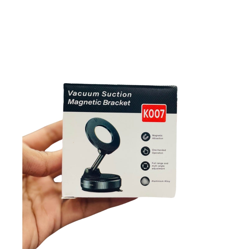K007 Vacuum Suction Magnetic Car Phone Mount – 360° Adjustable Aluminium Alloy Bracket