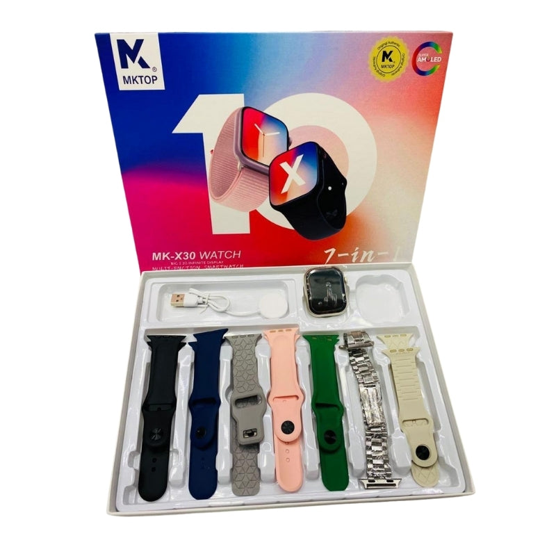 MK-X30 Ultra Smart Watch 7-in-1 Set – 2.02" HD Infinite Display, 7 Straps & Smooth Touch Control