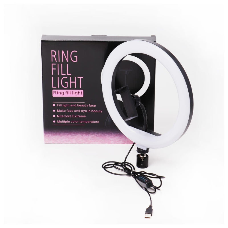MJ33 RGB LED Soft Ring Light – 13-Inch Dimmable Selfie Light with Phone Holder & Tripod Stand