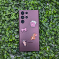 Cute Aesthetic Pink Mini Metal Sticker Pack - Set of 4 3D Metallic Phone Stickers