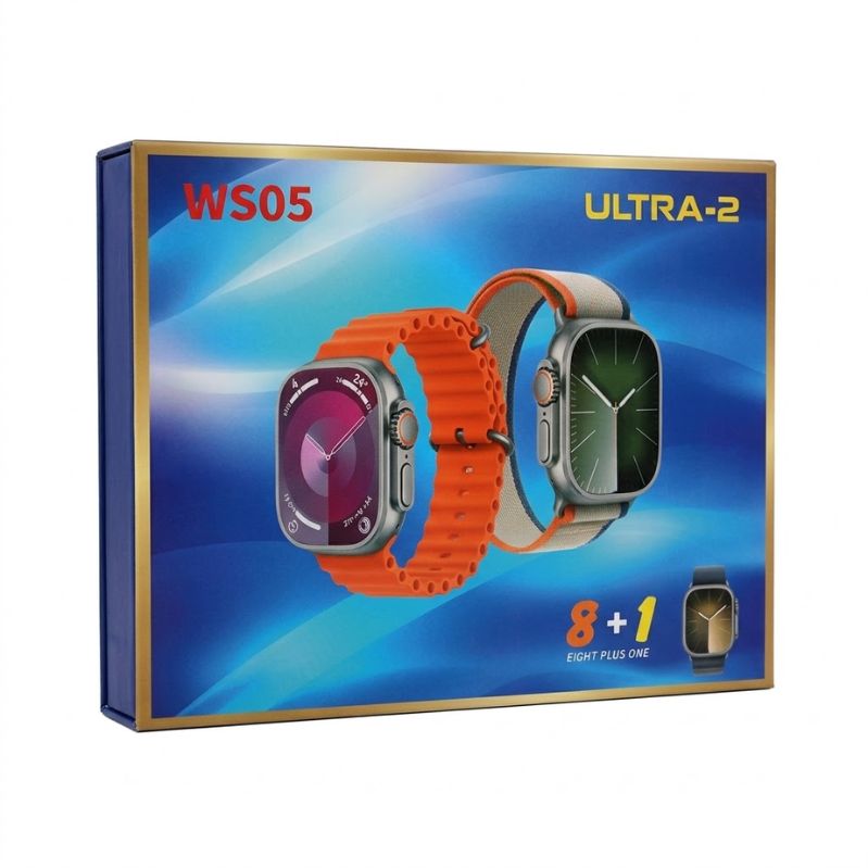 WS05 Ultra 2 Smartwatch Gift Set – 2.0" HD Display, Bluetooth Calling, Health & Fitness Tracker with 7 Interchangeable Design Straps & Protective Case