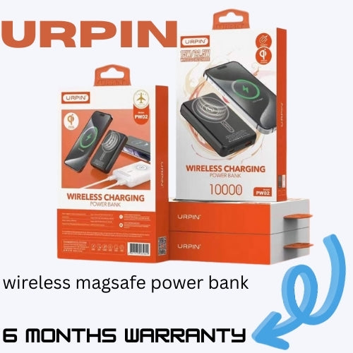 URPIN PW-02 10,000mAh MagSafe Wireless Power Bank – 15W Magnetic Fast Charge, 22.5W PD USB-C Output & 6 Months Warranty