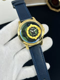 Cassray Classic Leather Men's Watch – Blue & Gold Edition