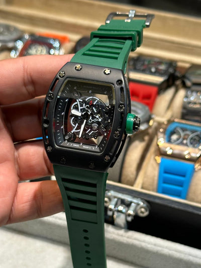 Apex RM Flyback Racing Edition – 1:1 Master Quality, Oversized Date, Skeletonized Dial, High-Impact Tonneau Case & FKM Rubber Strap