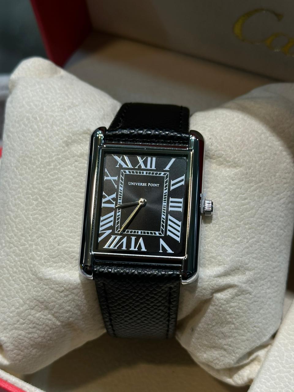 Renaissance Vintage Tank Edition – 1:1 Master Quality Rectangular Dress Watch, Blue Cabochon Crown & Genuine Leather Strap