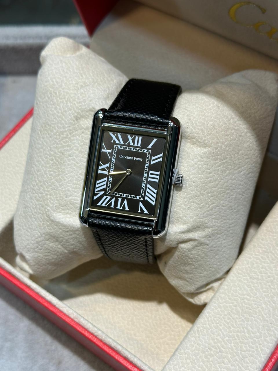 Renaissance Vintage Tank Edition – 1:1 Master Quality Rectangular Dress Watch, Blue Cabochon Crown & Genuine Leather Strap