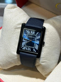 Renaissance Vintage Tank Edition – 1:1 Master Quality Rectangular Dress Watch, Blue Cabochon Crown & Genuine Leather Strap