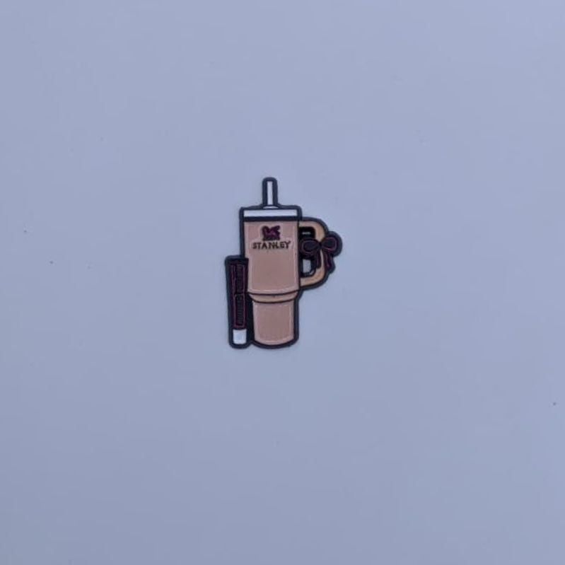 Pink Coffee Lovers & Cap Metal Sticker Pack - Set of 4 3D Metallic Phone Stickers