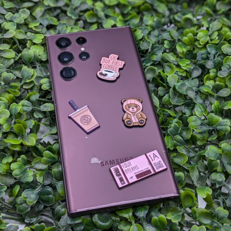 Aesthetic Coffee, Teddy Bear & Dream Boarding Pass Metal Sticker Pack - Set of 4 3D Metallic Phone Stickers