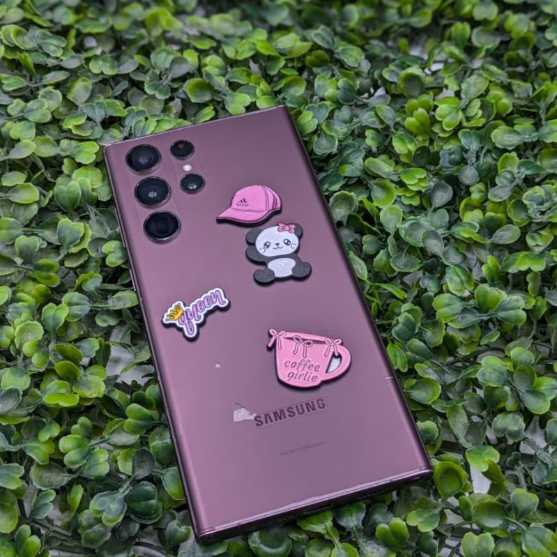 Pink Cap, Cute Panda & Coffee Girlie Metal Sticker Pack - Set of 4 3D Metallic Phone Stickers