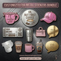 Customizable Metal Stickers Pack of 4 - Create Your Own Custom 3D Metallic Phone Sticker Bundle